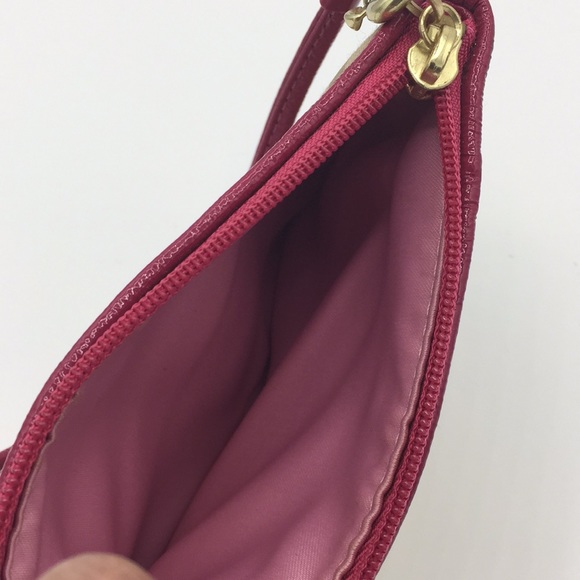 COACH Signature Tan Patent Leather Pink Wristlet - Picture 8 of 10